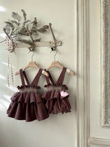 Smocked Frill Suspender Romper_ 2 Colours