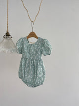 Mint Blossom Puff Sleeve Romper