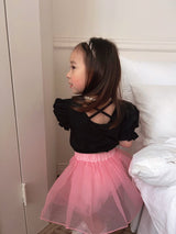 Black Pink Blouse & Skort Set