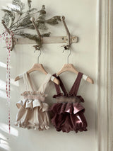 Smocked Frill Suspender Romper_ 2 Colours