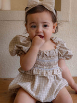 Noe Smocked Check Romper