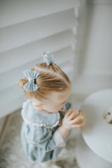 Mini Eyelet Lace Bow Clip Set _Blue