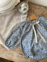 Aster Floral Romper_Dusty Blue
