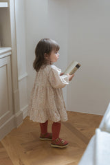 Flower Corduroy Shirring Dress