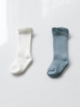 Rumi Frill Knee Socks Set_Blue & Cream