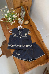 Lucille Embroidered Blouse & Shorts Set
