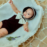 Ribbon Swimsuit & Bonnet Set_ Black