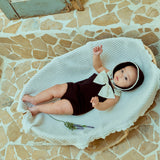 Ribbon Swimsuit & Bonnet Set_ Black