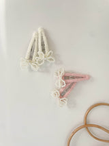 Mini Pearl Bow Clip Set