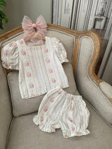 Lucette Floral Blouse & Bloomers Set