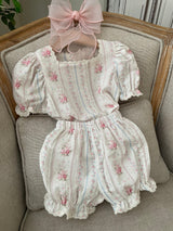 Lucette Floral Blouse & Bloomers Set