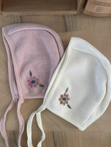 Floral Embroidered Cotton Bonnets_2 Colours