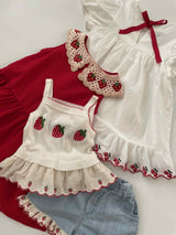 Strawberry Crochet Collar Dress