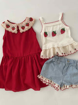 Strawberry Crochet Collar Dress