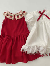 Strawberry Crochet Collar Dress