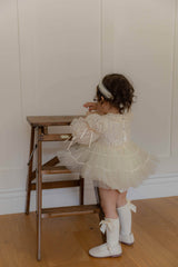 Velorin Shimmer Tulle Dress Romper_Cream