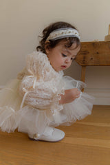 Velorin Shimmer Tulle Dress Romper_Cream