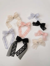 Double Organza Bow Long Tail Clips