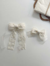 Double Organza Bow Short Tail Clips