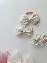 Floral Jacquard Mini Bow Clip Sets