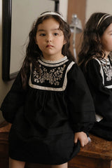 Fleur Noire Embroidered Dress