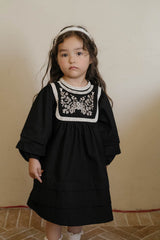 Fleur Noire Embroidered Dress
