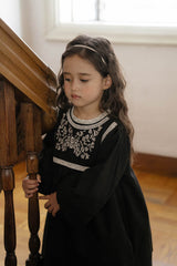 Fleur Noire Embroidered Dress