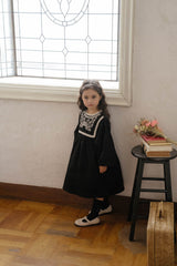 Fleur Noire Embroidered Dress