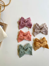 Corduroy Bow Clip Set _5 Colours