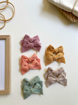 Corduroy Bow Clip Set _5 Colours