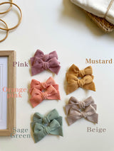 Corduroy Bow Clip Set _5 Colours