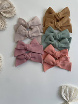 Corduroy Bow Clip Set _5 Colours