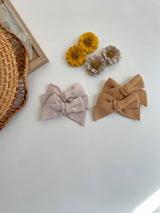 Corduroy Bow Clip Set _5 Colours