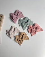 Corduroy Bow Clip Set _5 Colours