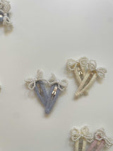 Mini Pearl Bow Clip Set