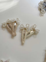Mini Pearl Bow Clip Set