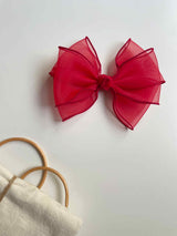 Belle Triple Organza Bow Clip _Red