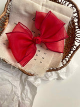 Belle Triple Organza Bow Clip _Red