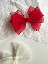 Belle Triple Organza Bow Clip _Red