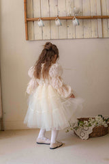 Velorin Shimmer Tulle Dress _Cream