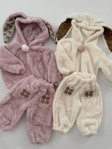 Bunny Pom-Pom Top & Pants Set_ Cream