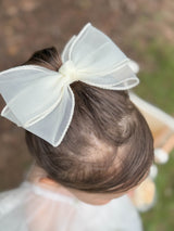 Belle Triple Organza Bow Clip _Red