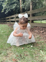Belle Triple Organza Bow Headband_Cream