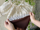 Mocha Lace Baby Swimsuit & Bonnet Set