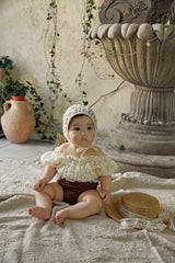 Mocha Lace Baby Swimsuit & Bonnet Set