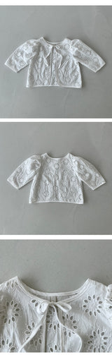 Embroidered Eyelet Cardigan