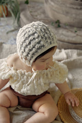 Mocha Lace Baby Swimsuit & Bonnet Set