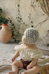 Mocha Lace Baby Swimsuit & Bonnet Set