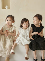 Embroidered Pin tuck Dress_3 Colours