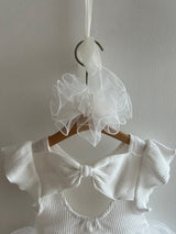 Cotton Rib Tutu Dress Romper _Ivory